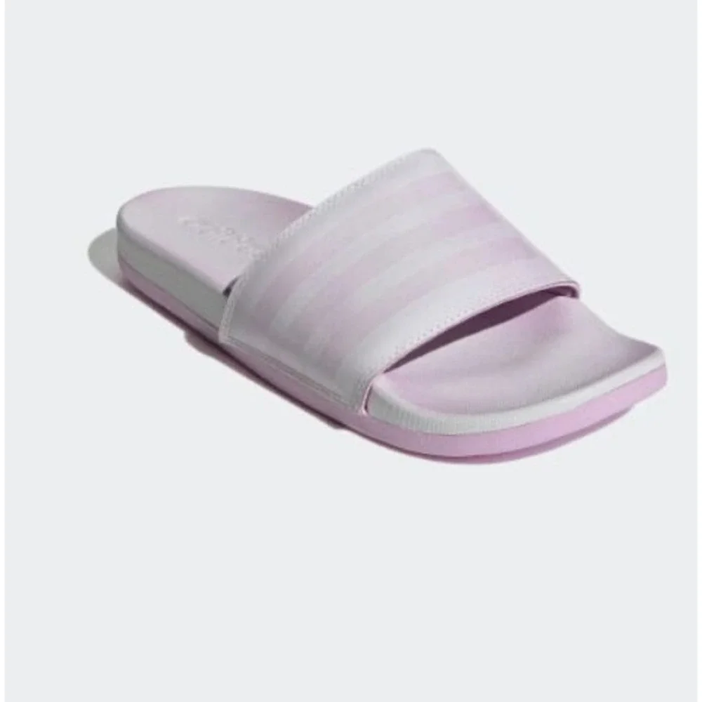 Adidas Adilette Comfort Slides Lilac White Womens 8 Athletic Sandals
